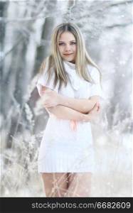 portrait of blonde winter frost