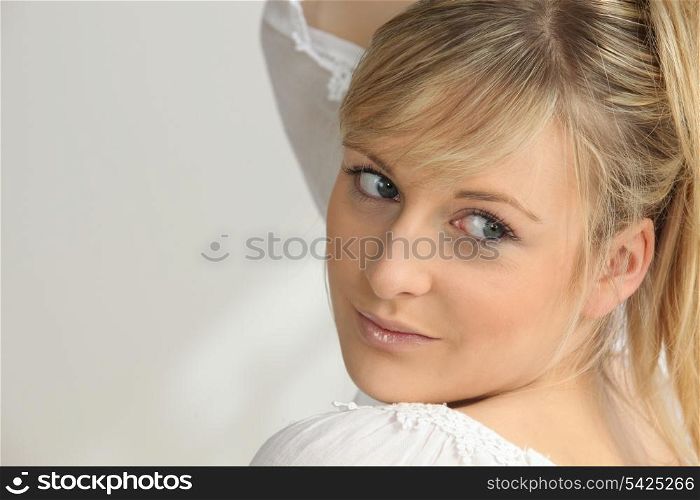 Portrait of blonde woman