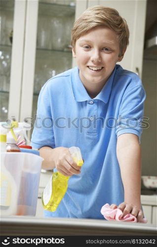Portrait Of Boy Helping to Clean House
