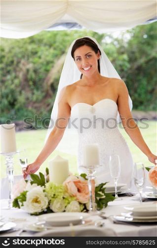 Portrait Of Bride In Marquee At Reception