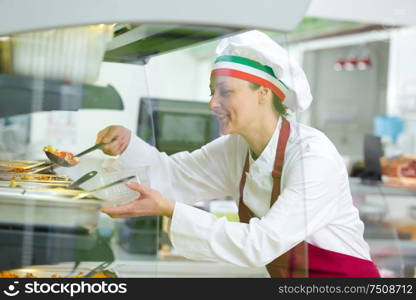 portrait of buffet female worker