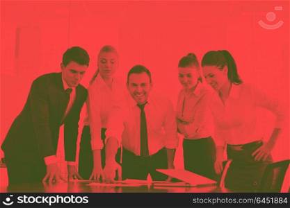 portrait of business people team group at modern bright officeduo tone