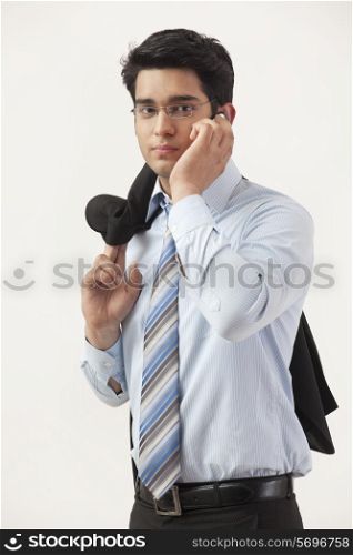 Portrait of businessman on call