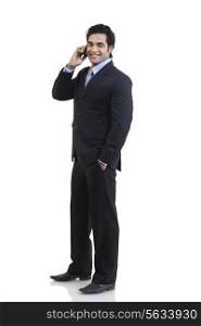 Portrait of businessman talking on a mobile phone