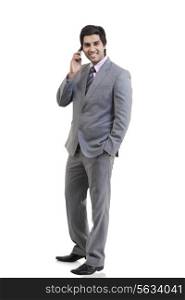 Portrait of businessman talking on a mobile phone