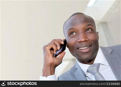 Portrait of businessman talking on the phone