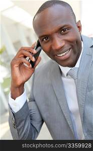Portrait of businessman talking on the phone