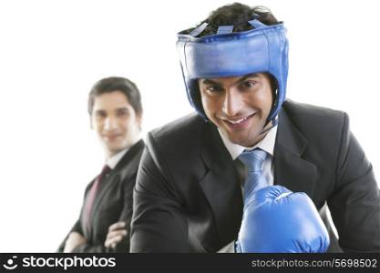 Portrait of businessman with boxing gloves