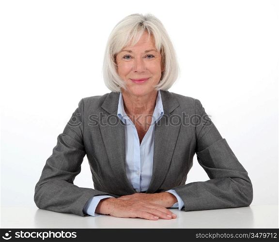 Portrait of businesswoman on white background