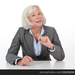 Portrait of businesswoman on white background