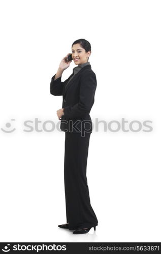 Portrait of businesswoman talking on a mobile phone