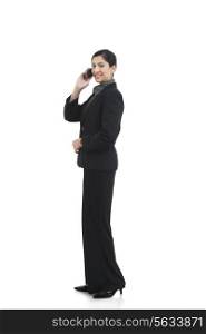 Portrait of businesswoman talking on a mobile phone