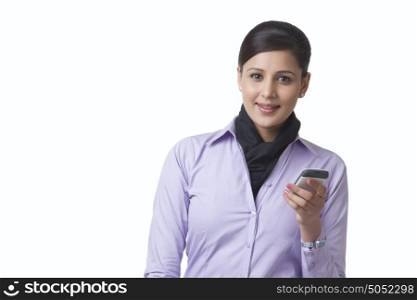 Portrait of businesswoman with mobile phone