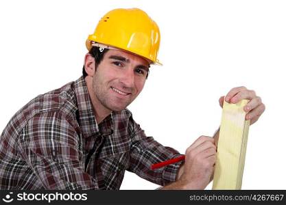 portrait of carpenter looking happy