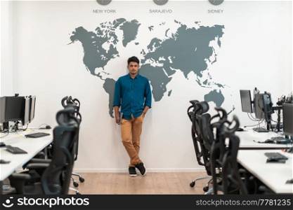 Portrait of casual business men leader standing confidence at Co-Working space.Small Business Startup Concept. Selective focus. High-quality photo. Portrait of casual business men leader standing confidence at Co-Working space.Small Business Startup Concept. Selective focus 
