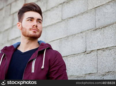 Portrait of casual cool young man with beard