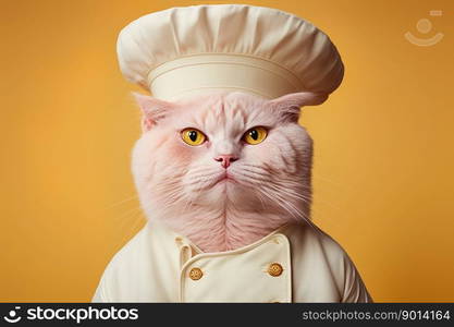 portrait of cat in head chef, generative ai