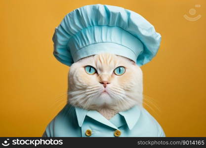 portrait of cat in head chef, generative ai