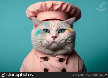 portrait of cat in head chef, generative ai