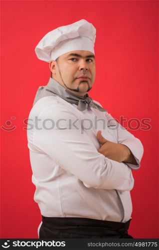 Portrait of caucasian man with chef uniform