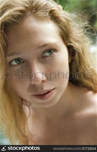 Portrait of Caucasian young adult natural woman.