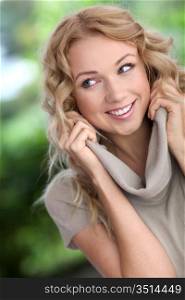 Portrait of cheerful attractive woman