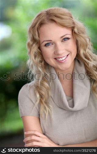Portrait of cheerful attractive woman