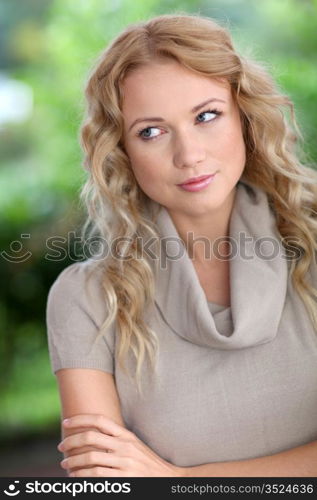 Portrait of cheerful attractive woman