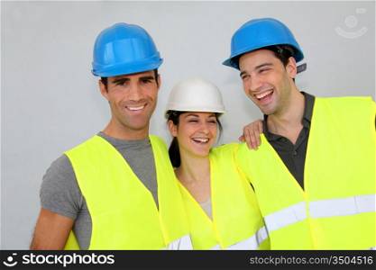 Portrait of cheerful construction team