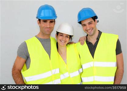 Portrait of cheerful construction team