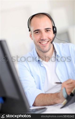 Portrait of cheerful customer service employee