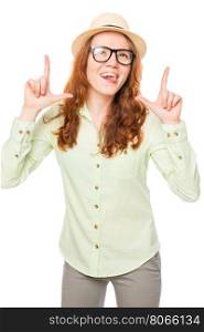portrait of cheerful red-haired girl isolated