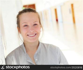 Portrait of cheerful student girl