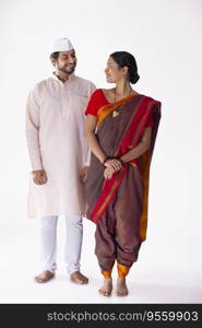 Portrait of cheerful young Maharashtrian couple 