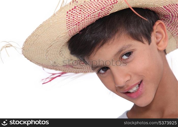 Portrait of child wearing a hat