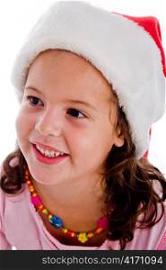portrait of child with christmas hat against an isolated background