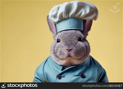Portrait of chinchilla in head chef, generative ai