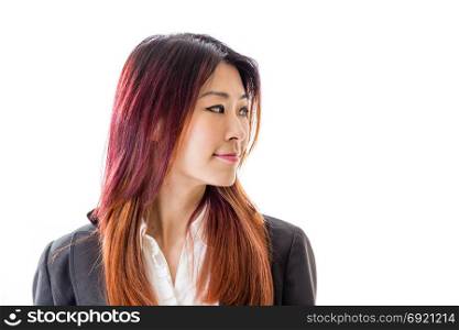 Portrait of Chinese female corporate executive, looking to side