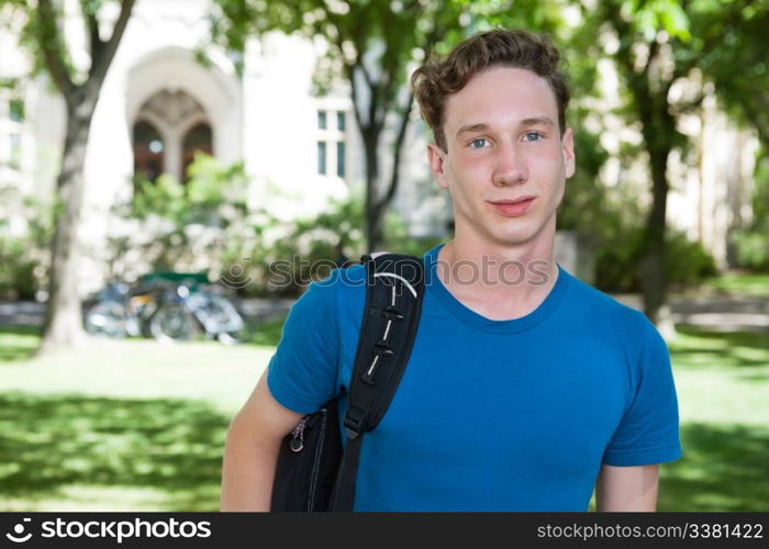 Portrait of college student with backpack