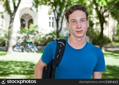 Portrait of college student with backpack
