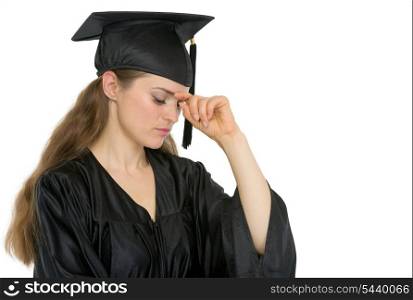 Portrait of concern graduation woman