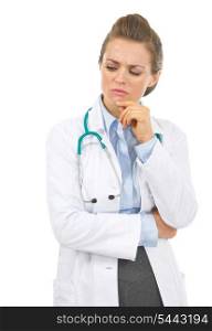 Portrait of concerned doctor woman