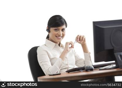 Portrait of confident business woman on phone call