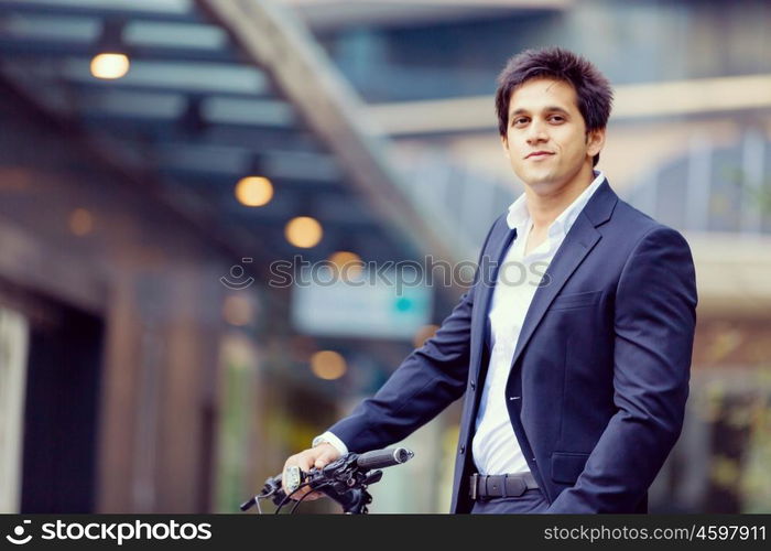 Portrait of confident businessman outdoors. Portrait of confident businessman in suit outdoors