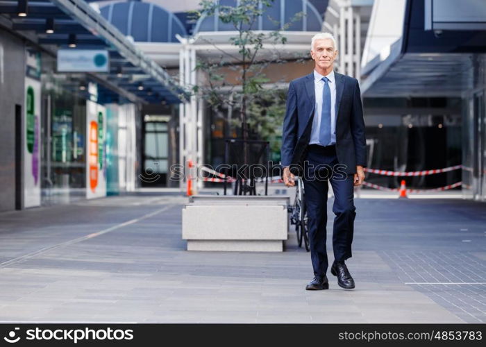 Portrait of confident businessman outdoors. Portrait of confident businessman in suit outdoors