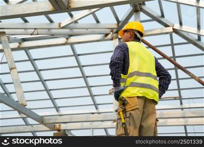 Portrait of construction engineer worker,Civil engineer checking work at the construction site.