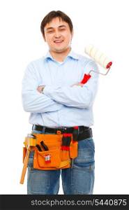 Portrait of construction worker with painting brush