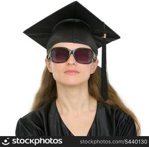 Portrait of cool graduation student in sunglasses