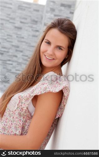 Portrait of cool woman with long hair outdoor