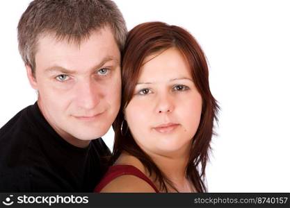 Portrait of Couple holding together isolated on white